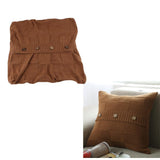 Max 100% Cotton Cable Knit Button Throw Pillow Case 45x45cm Brown