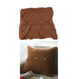 Max 100% Cotton Cable Knit Button Throw Pillow Case 45x45cm Brown