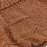 Max 100% Cotton Cable Knit Button Throw Pillow Case 45x45cm Brown