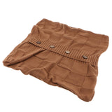 Max 100% Cotton Cable Knit Button Throw Pillow Case 45x45cm Brown