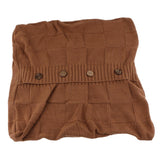 Max 100% Cotton Cable Knit Button Throw Pillow Case 45x45cm Brown
