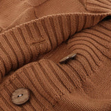 Max 100% Cotton Cable Knit Button Throw Pillow Case 45x45cm Brown