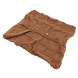 Max 100% Cotton Cable Knit Button Throw Pillow Case 45x45cm Brown