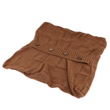 Max 100% Cotton Cable Knit Button Throw Pillow Case 45x45cm Brown