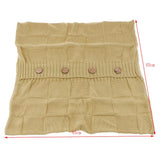 Max 100% Cotton Cable Knit Button Throw Pillow Case 45x45cm Beige_2