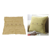 Max 100% Cotton Cable Knit Button Throw Pillow Case 45x45cm Beige_2