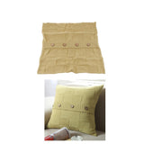 Max 100% Cotton Cable Knit Button Throw Pillow Case 45x45cm Beige_2