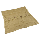 Max 100% Cotton Cable Knit Button Throw Pillow Case 45x45cm Beige_2