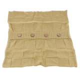 Max 100% Cotton Cable Knit Button Throw Pillow Case 45x45cm Beige_2