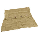 Max 100% Cotton Cable Knit Button Throw Pillow Case 45x45cm Beige_2