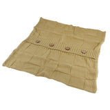 Max 100% Cotton Cable Knit Button Throw Pillow Case 45x45cm Beige_2