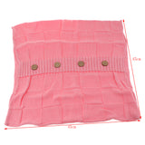 Max 100% Cotton Cable Knit Button Throw Pillow Case 45x45cm Pink