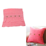 Max 100% Cotton Cable Knit Button Throw Pillow Case 45x45cm Pink