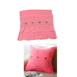 Max 100% Cotton Cable Knit Button Throw Pillow Case 45x45cm Pink