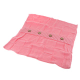 Max 100% Cotton Cable Knit Button Throw Pillow Case 45x45cm Pink
