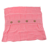 Max 100% Cotton Cable Knit Button Throw Pillow Case 45x45cm Pink