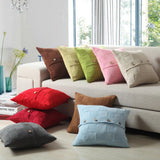 Max 100% Cotton Cable Knit Button Throw Pillow Case 45x45cm Pink