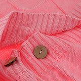 Max 100% Cotton Cable Knit Button Throw Pillow Case 45x45cm Pink