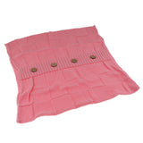 Max 100% Cotton Cable Knit Button Throw Pillow Case 45x45cm Pink