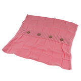 Max 100% Cotton Cable Knit Button Throw Pillow Case 45x45cm Pink