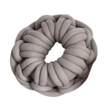 Max Handmade Knotted Decorative Sofa Bed Throw Pillow Back Cushion Camel Grey