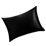 Solid Color Faux Silk Satin Pillowcase 51 x 66cm Black