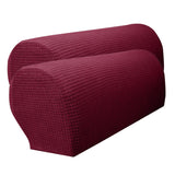Set of 2 Waterproof Flannel Furniture Sofa Armrest Covers Burgundy