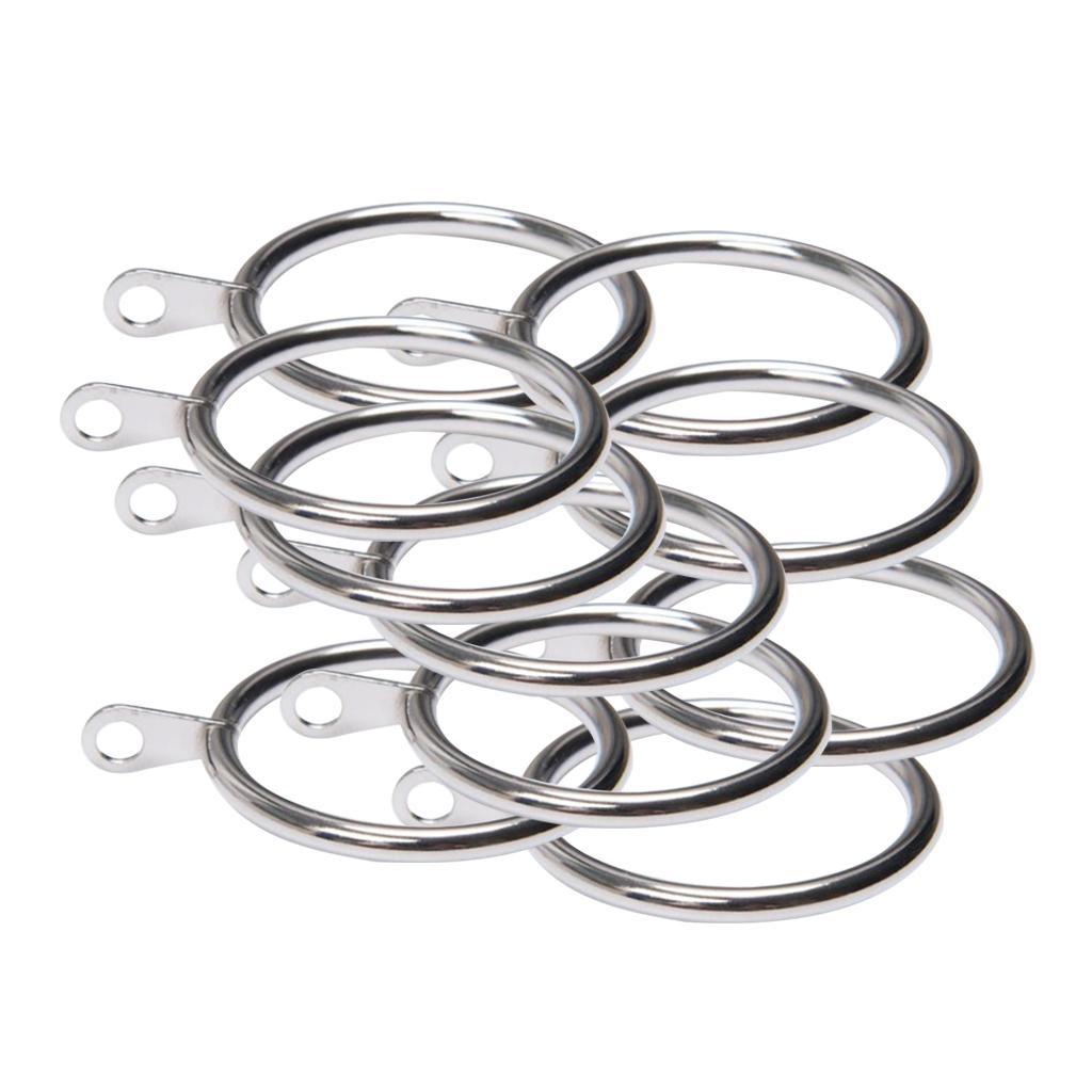 Max Pack of 10, Smooth Metal Curtain Rings Rod Pole Silver - 38mm