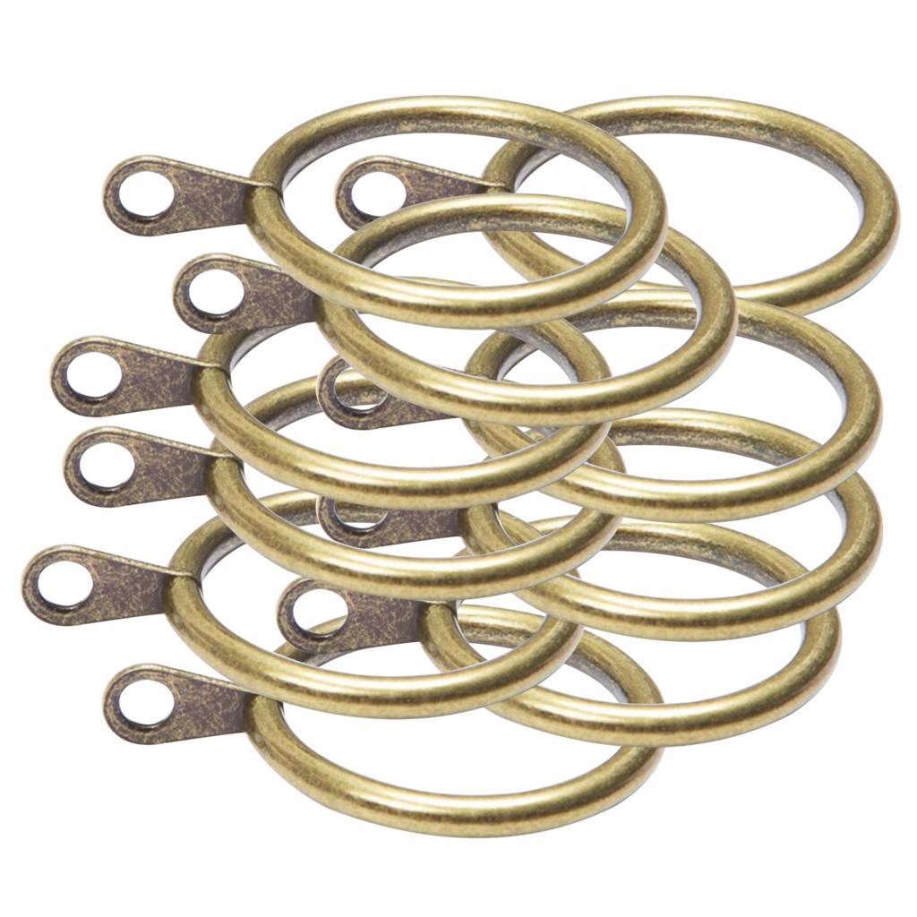 Max Pack of 10, Smooth Metal Curtain Rings Rod Pole Bronze - 28mm