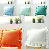 Max Knitting Pillowcase Boho Style Fringe Cushion Cover Plush Ball - Orange - Aladdin Shoppers