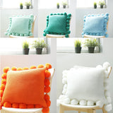 Max Knitting Pillowcase Boho Style Fringe Cushion Cover Plush Ball - Orange - Aladdin Shoppers