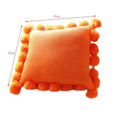 Max Knitting Pillowcase Boho Style Fringe Cushion Cover Plush Ball - Orange - Aladdin Shoppers