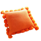 Max Knitting Pillowcase Boho Style Fringe Cushion Cover Plush Ball - Orange - Aladdin Shoppers