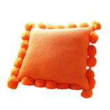 Max Knitting Pillowcase Boho Style Fringe Cushion Cover Plush Ball - Orange - Aladdin Shoppers