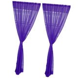 Maxbell 2 Panel Kitchen Curtain Sheer Door Window Voile Drape Purple - 200x270cm