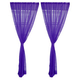 Maxbell 2 Panel Kitchen Curtain Sheer Door Window Voile Drape Purple - 200x270cm