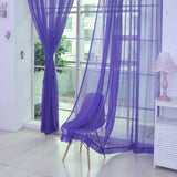 Maxbell 2 Panel Kitchen Curtain Sheer Door Window Voile Drape Purple - 200x270cm