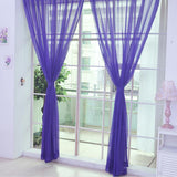 Maxbell 2 Panel Kitchen Curtain Sheer Door Window Voile Drape Purple - 200x270cm