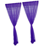 Maxbell 2 Panel Kitchen Curtain Sheer Door Window Voile Drape Purple - 200x270cm