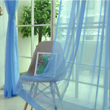 Maxbell 2 Panel Kitchen Curtain Sheer Door Window Voile Drape Sky Blue - 200x270cm