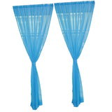 Maxbell 2 Panel Kitchen Curtain Sheer Door Window Voile Drape Sky Blue - 200x270cm