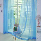 Maxbell 2 Panel Kitchen Curtain Sheer Door Window Voile Drape Sky Blue - 200x270cm