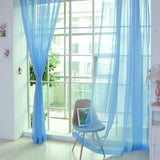 Maxbell 2 Panel Kitchen Curtain Sheer Door Window Voile Drape Sky Blue - 200x270cm