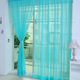 Maxbell 2 Panel Kitchen Curtain Sheer Door Window Voile Drape Blue - 200x200cm