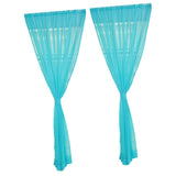 Maxbell 2 Panel Kitchen Curtain Sheer Door Window Voile Drape Blue - 200x200cm