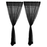 Maxbell 2 Panel Kitchen Curtain Sheer Door Window Voile Drape Black - 200x200cm