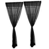 Maxbell 2 Panel Kitchen Curtain Sheer Door Window Voile Drape Black - 200x200cm