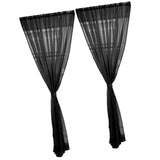 Maxbell 2 Panel Kitchen Curtain Sheer Door Window Voile Drape Black - 200x200cm