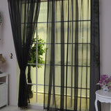 Maxbell 2 Panel Kitchen Curtain Sheer Door Window Voile Drape Black - 200x200cm