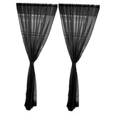 Maxbell 2 Panel Kitchen Curtain Sheer Door Window Voile Drape Black - 200x200cm